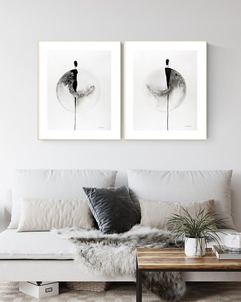 Zestaw 2 obrazów 40 x 50 cm  malowanych ręcznie, MiniMalArt