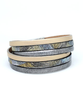 Bransoletka rzemienie Fun szaro-złota, Kociokwik Jewelry