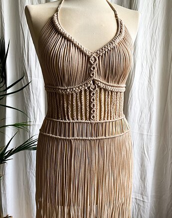 Sukienka makrama boho festiwalowa/na sesje zdjęciowe, Zaplątana W Sznurki