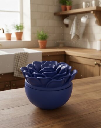 Sól morska i orchidea -Świeca sojowa w niebieskim gipsie NORDIC CALM, Oyka Candle