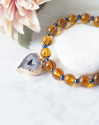 BRANSOLETKA DRUZA agatu w złotej oprawie, Chodelska Art Studio