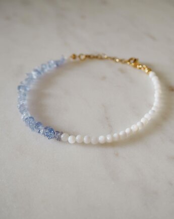 Bransoletka z kamieni naturalnych tanzanit i muszla, MAYBEJWLR