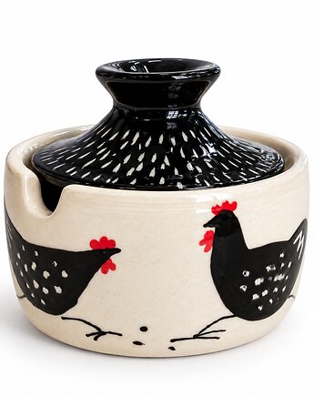 Ręcznie robiona cukiernica ceramiczna z pokrywką, NOWdeco