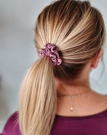 Gumka jedwabna, scrunchie, frotka dusty rose MINI, Capillum