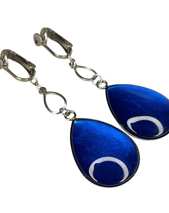 Perłowe klipsy z kobaltowymi kroplami, Artseko