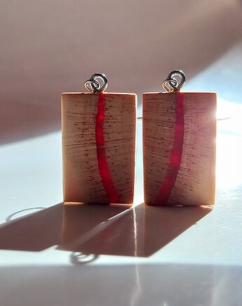 Drewniane kolczyki prostokąty, mazuni