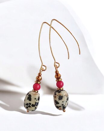 Kolczyki : INDIA : jaspis, koral : bigle rybki, kaktusia