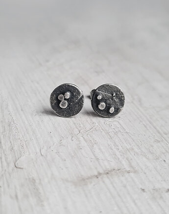 MOON 2 Srebrne kolczyki sztyfty oksydowane, RA