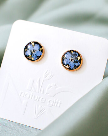 Kolczyki sztyfty z niezapominajkami, nature gift