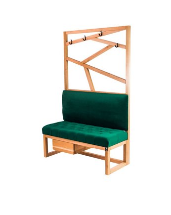 Ławka Szafka Pufa Pikowane Siedzisko Butelkowa Zieleń Wieszak LPP-16, EMRA WOOD DESIGN