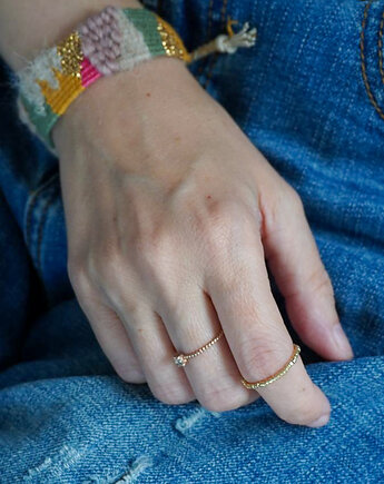 Bransoletka ręcznie tkana na krośnie, wiązana - Słońcem Tkane, Słońcem Tkane