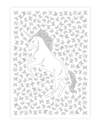 Plakat do Kolorowania Jednorożec i Motyle 50x70cm, Anna Grunduls Design