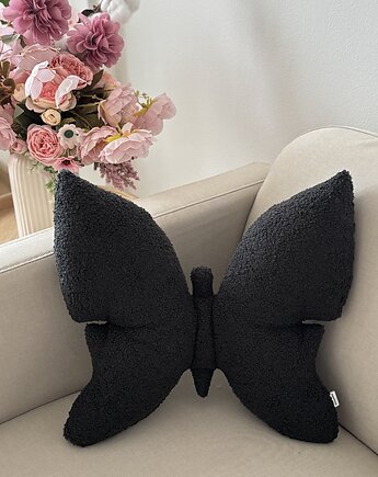Poduszka Dekoracyjna Motyl Czarna Boucle, poduszkownia