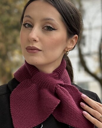 Retro szalik 100% wełna merino bordo, Krawczi