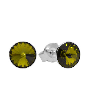 Małe kolczyki sztyfty zielone oczka Swarovski, KOM Biżuteria