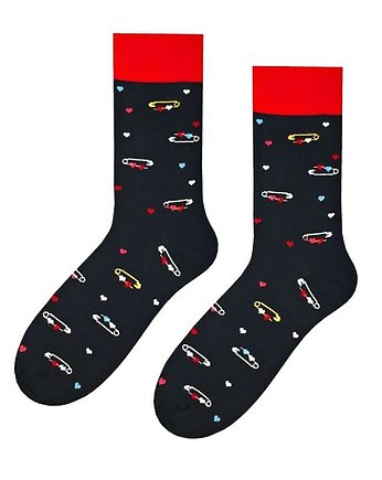 Skarpetki na walentynki serca i agrafki czarne, EsteraShop