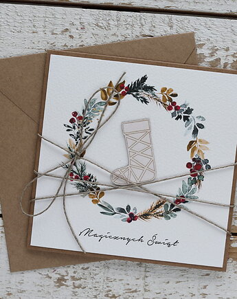 Kartka świąteczna ręcznie robiona na Boże Narodzenie Wesołych Świąt, sorte