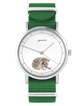 Zegarek - Jeżyk - zielony, nylonowy, OKAZJE - Prezenty na 18 dla chłopaka