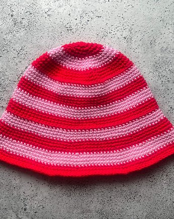 Bawełniany letni kapelusz w paski, Made by Jaga