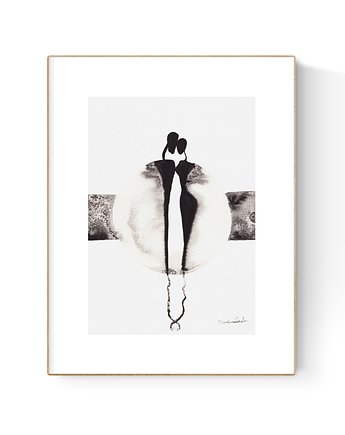 Grafika 21X30 malowana ręcznie na papierze, MiniMalArt