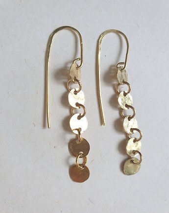 Kolczyki GEOMETRIA okrągłe blaszki x5, mosiądz, rustykalne, modesign