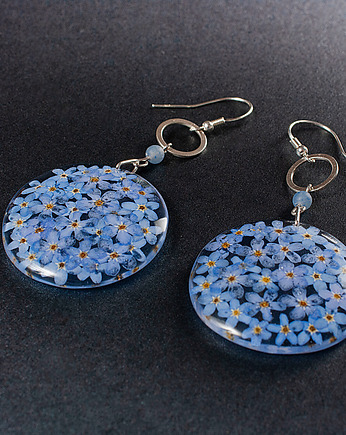 Kolczyki srebrne z awenturynem i niezapominajkami. [ŁK2], Anillito