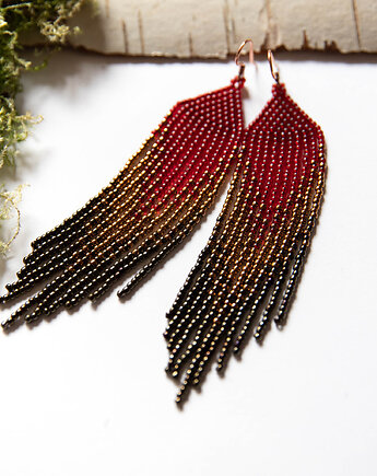 Kolczyki cieniowane - bordowy, miedziany, brązowy, Tauriel Design