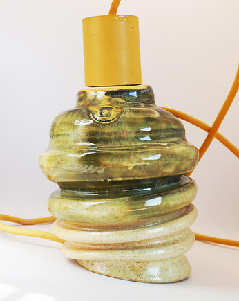 Lampa wisząca ceramiczna Dzwonek Zielona beżowa, Ceramika Nastawka