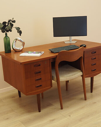 Biurko tekowe, duński design, lata 70, produkcja: Dania, Przetwory design