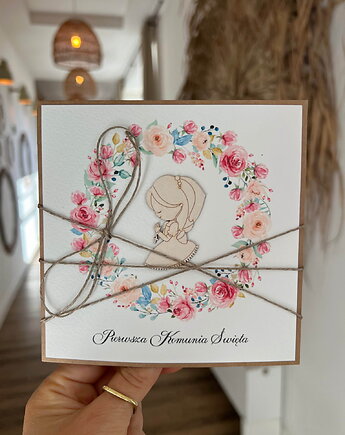 Najpiękniejsza ręcznie robiona kartka komunijna, prezent, sorte