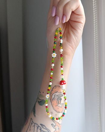 Kolorowy naszyjnik muchomor grzybek choker, Lwie Jwlr