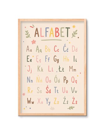 Alfabet szkolny kolorowy plakat Montessori, Lisia Rodzinka