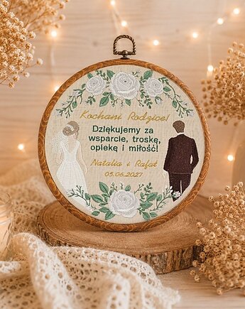 Podziękowania ślubne, haft w oprawie ok 20 cm, Plasun