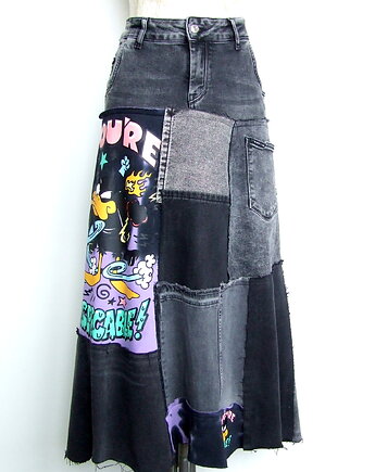 Długa czarna spódnica denim r.38, AnitaPalmerArt