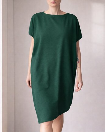 Sukienka krótki rękaw asymetria Butelkowo zielona, ONE MUG A DAY