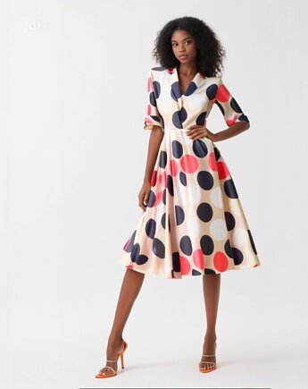 Sukienka w romantyczne grochy, NAT FASHION ROOM