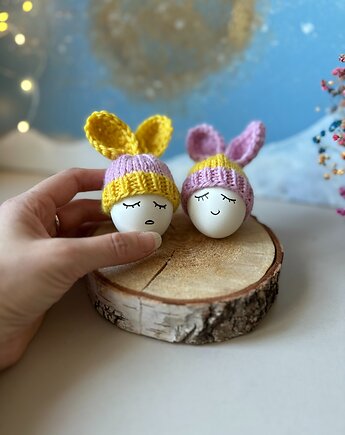 Czapeczki z uszami zająca na jajka wielkanocne - zestaw 2 szt., Kocie Motki