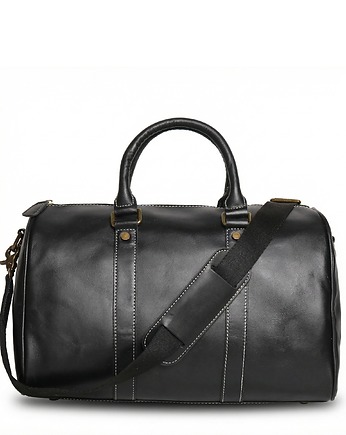 Torba męska czarna Skórzna weekendowa podróżna skóra naturalna vintage, AKADEMIA STYLU