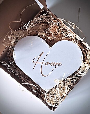 Serce z drewna z napisem Home, Drewniane dodatki