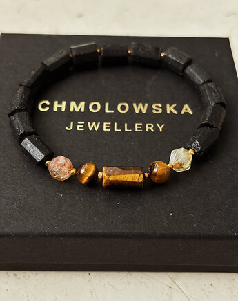 Bransoletka męska Tygrysie Oko i Cytryn, Chmolowska Jewellery