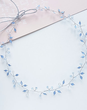Niebieski biżuteryjny wianek ślubny - tiara Airy, PiLLow Design