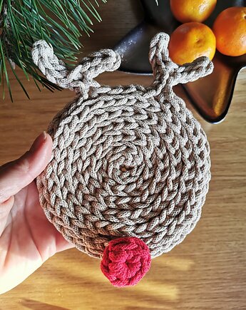 Bawełniane podkładki renifery 4 szt., urocza ozdoba świąteczna, Lana Design