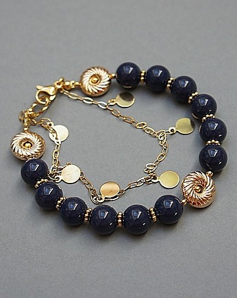 Perły seashell navy blue  /szlachetna kolekcja/ - bransoletka, KiKa pracownia