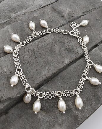 Srebrna bransoletka z perłami Bride, RayOfArt