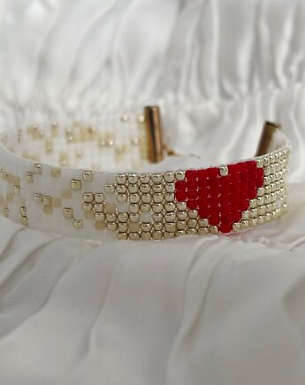 Bransoletka szklane koraliki Toho stal chirurgiczna - Heart, Marigold