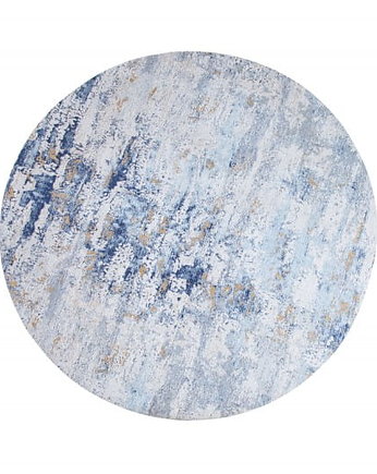 Dywan okrągły Moder Art niebieski beż bawełniany 150cm, OKAZJE - Prezenty na 18