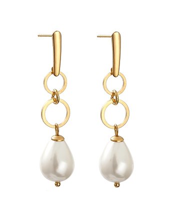 Pozłacane kolczyki z perłowymi kroplami, Artseko