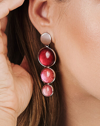 Szklane kolczyki w perłowych odcieniach różu Meyra, Artseko