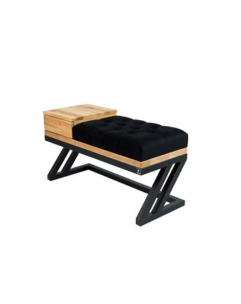 Ławka Pufa Pikowana Czarny Guzik Tapicerowany Stal Czarny LPMS-27, EMRA WOOD DESIGN