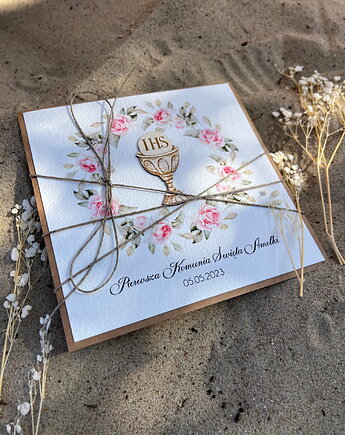 Najpiękniejsze zaproszenia handmade komunijne, na komunię dla dziewczynki - r, sorte